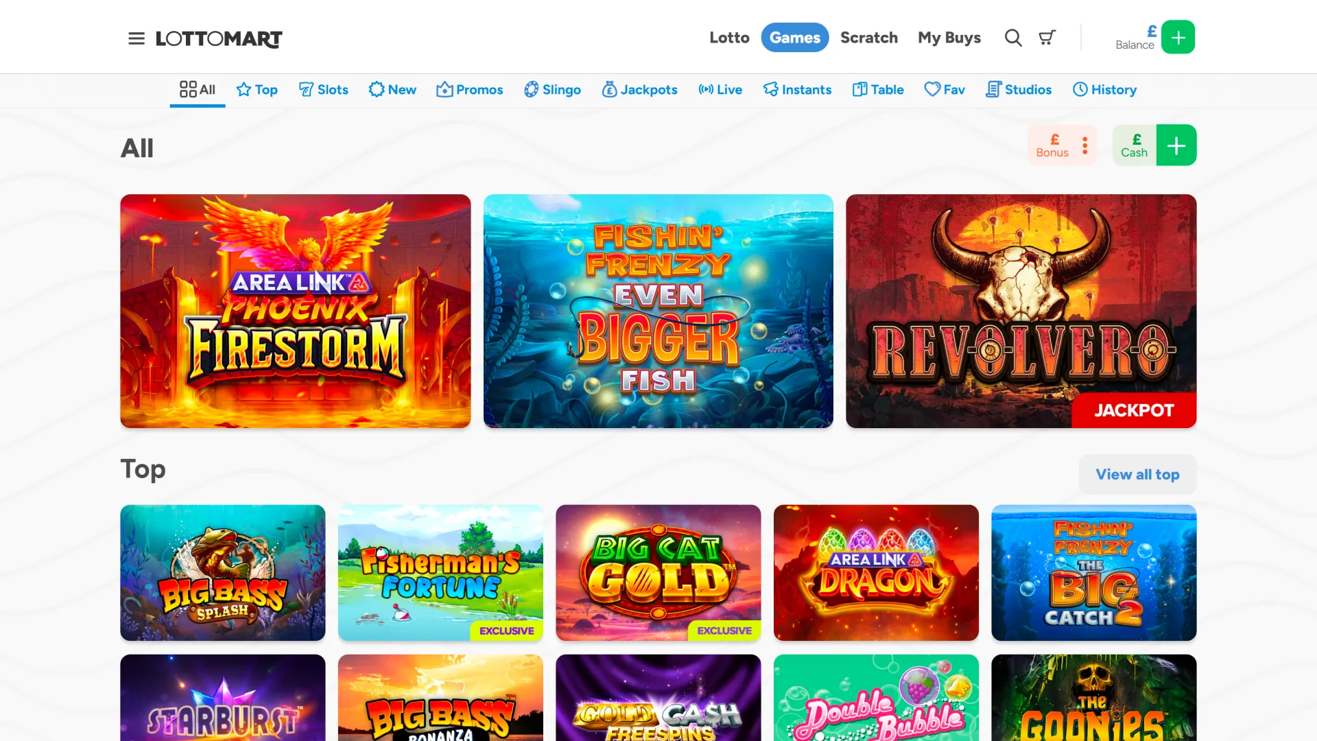 Choose any game from the full collection and enjoy play at LottoMart.